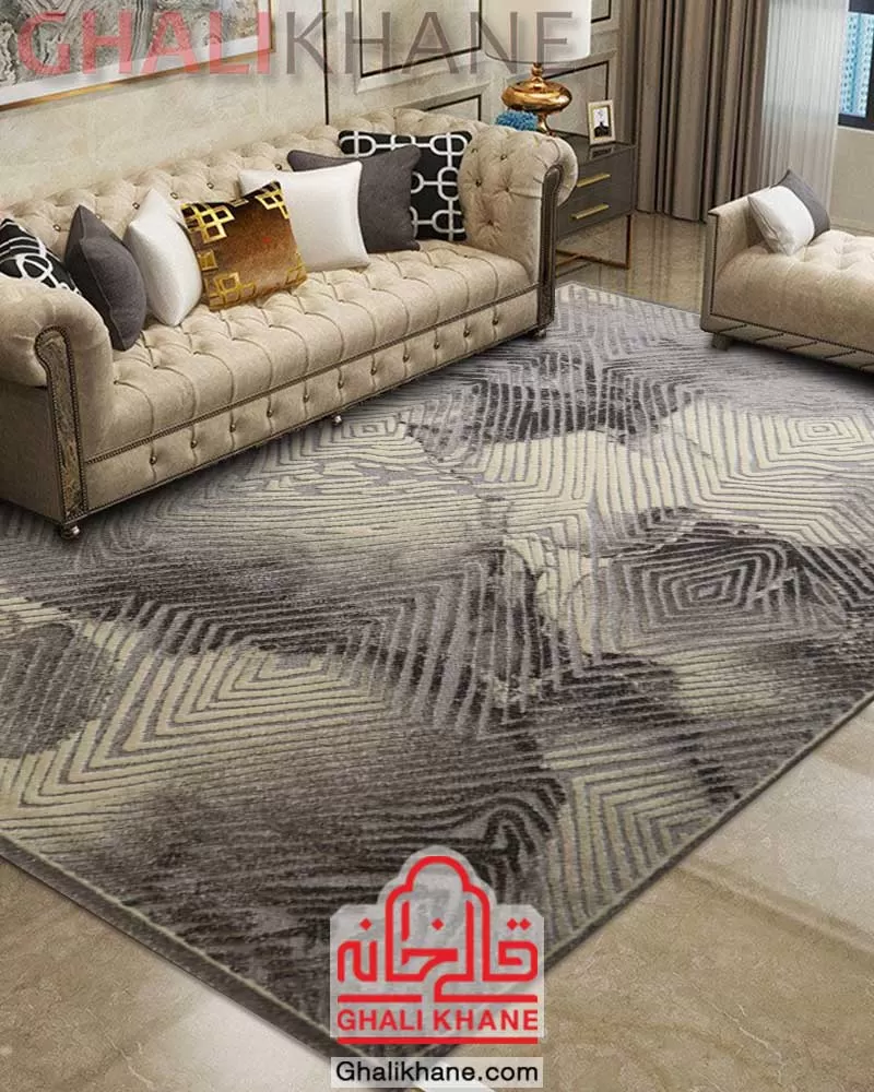 گلیم فرش ساوین کد 7441 نقره ای