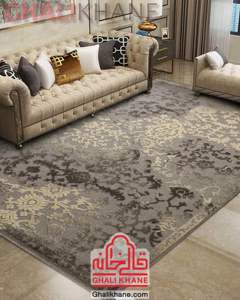 گلیم فرش ساوین کد 7442 نقره ای