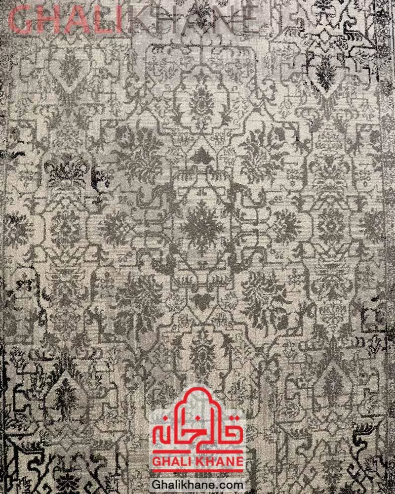 گلیم فرش ساوین کد 4123 نقره ای مشکی