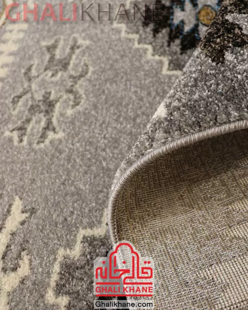گلیم فرش ساوین کد 4142 نقره ای روشن