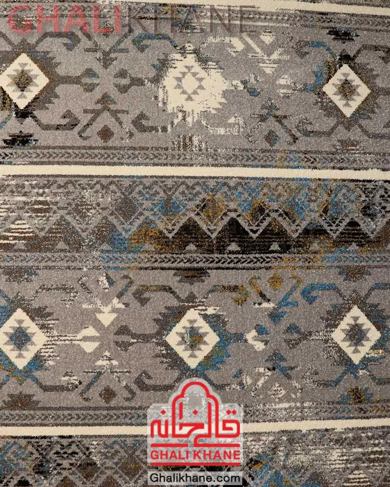 گلیم فرش ساوین کد 4144 نقره ای روشن