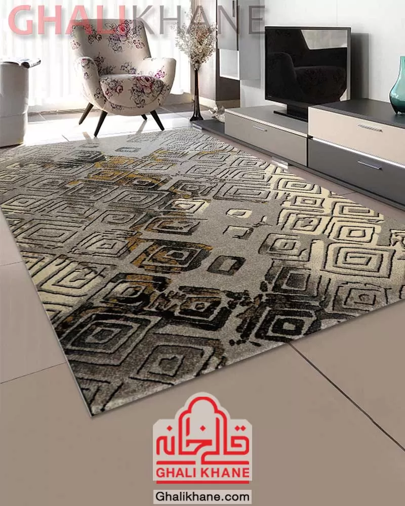 گلیم فرش ساوین کد 4145 نقره ای