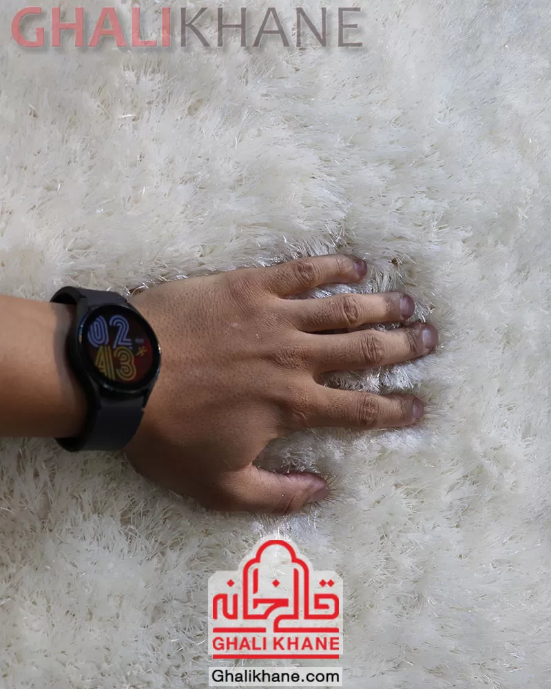 فرش شگی سه بعدی 3D رنگ شیری