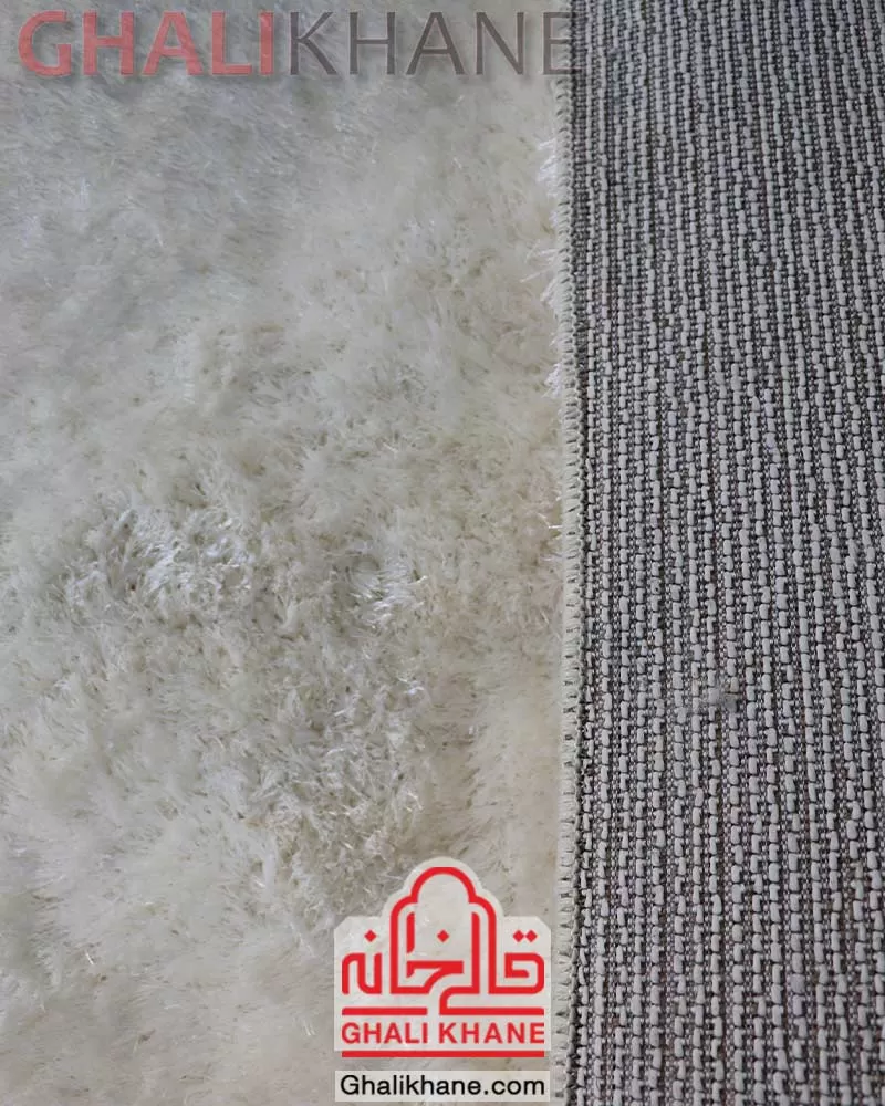 فرش شگی سه بعدی 3D رنگ شیری