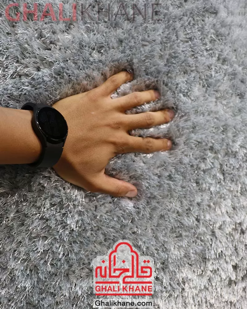 فرش شگی سه بعدی  رنگ نقره ای