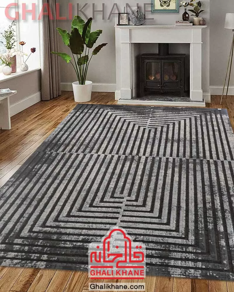 فرش ماشینی طرح تیفانی کد 6008 زمینه طوسی