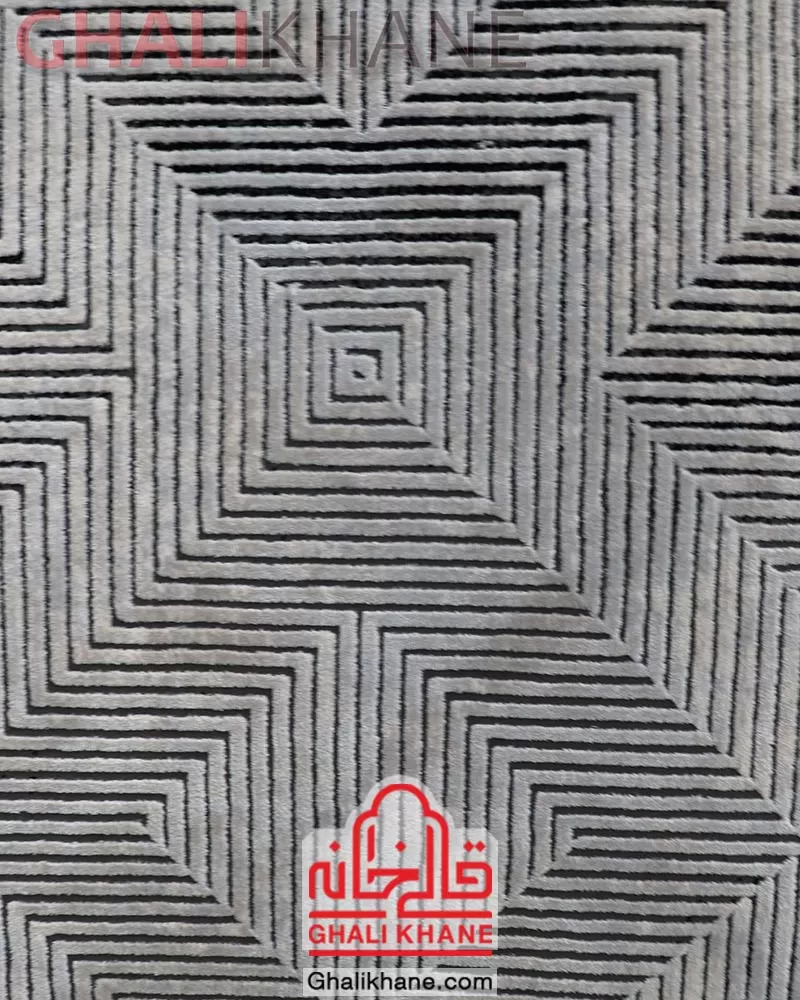 فرش ماشینی طرح استریپ کد 7002 زمینه طوسی