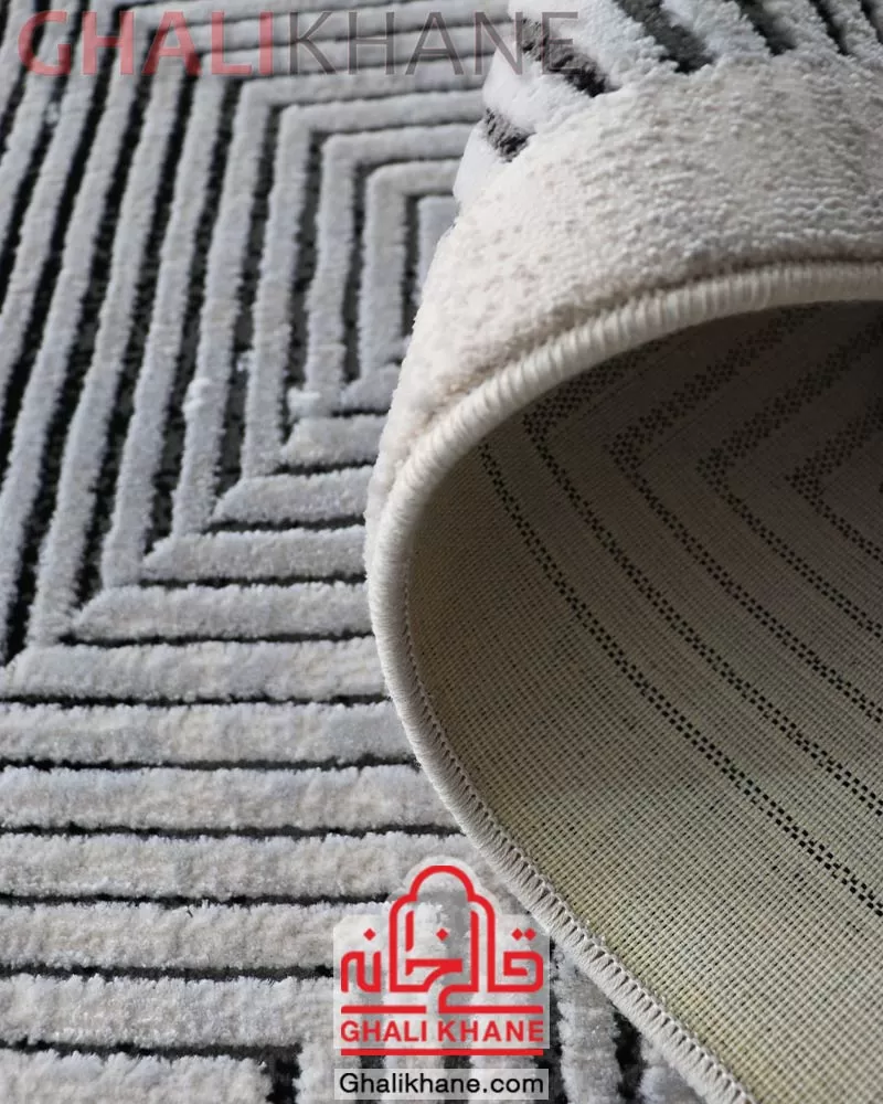 فرش ماشینی طرح استریپ کد 7002 زمینه طوسی