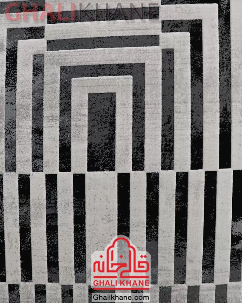 فرش آنجل کاشان طرح استریپ کد 7006 زمینه طوسی