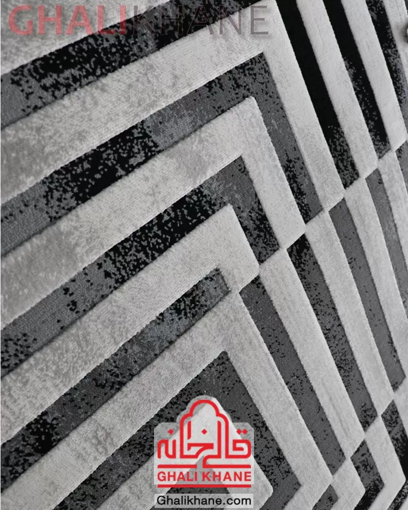 فرش آنجل کاشان طرح استریپ کد 7006 زمینه طوسی