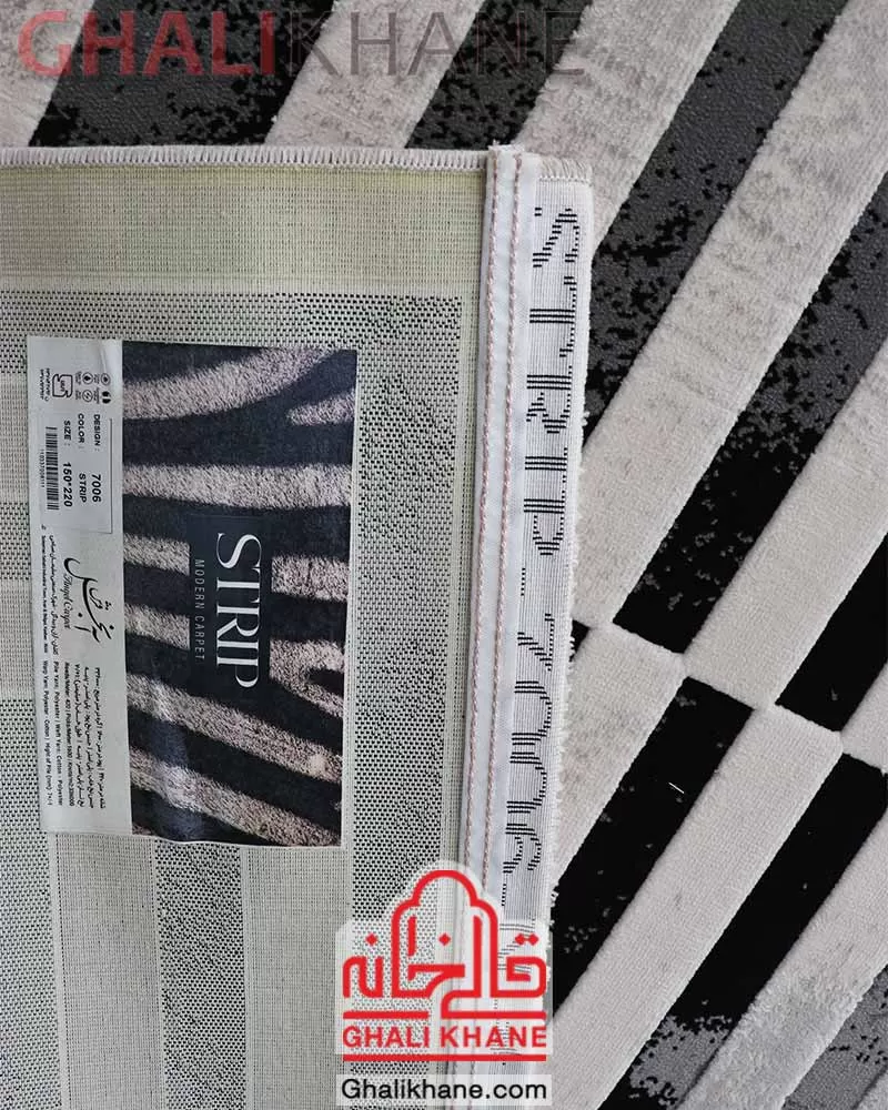 فرش آنجل کاشان طرح استریپ کد 7006 زمینه طوسی