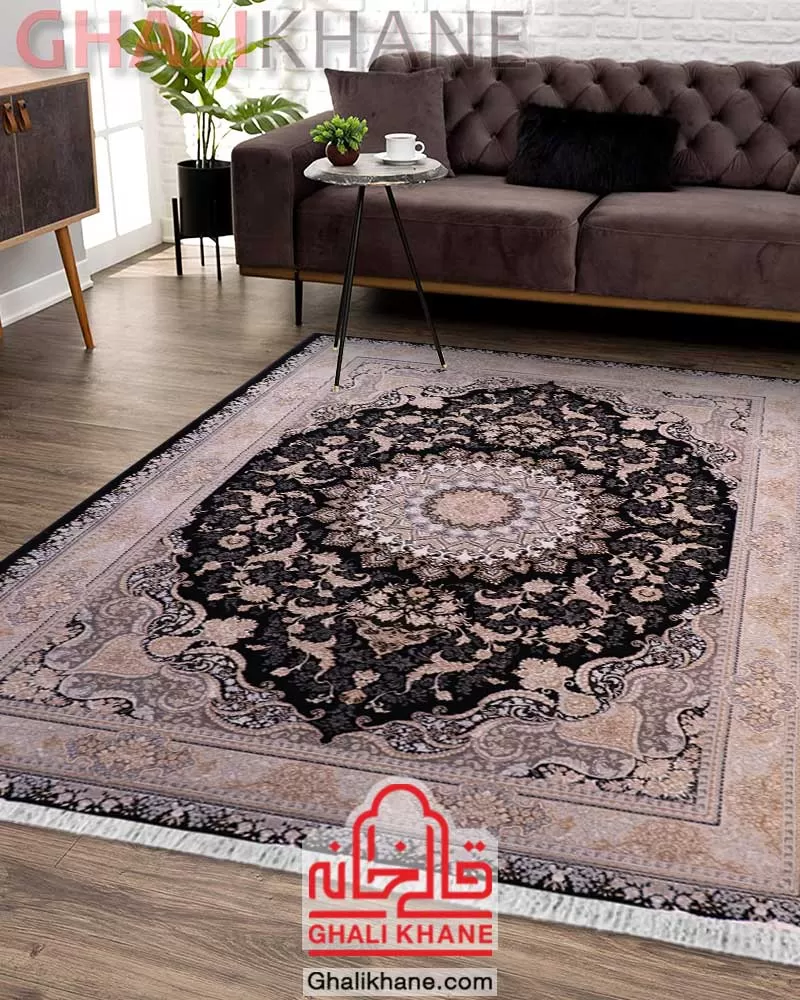 فرش زمرد مشهد کد 28000 سرمه ای