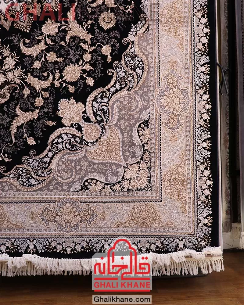 فرش زمرد مشهد کد 28000 سرمه ای