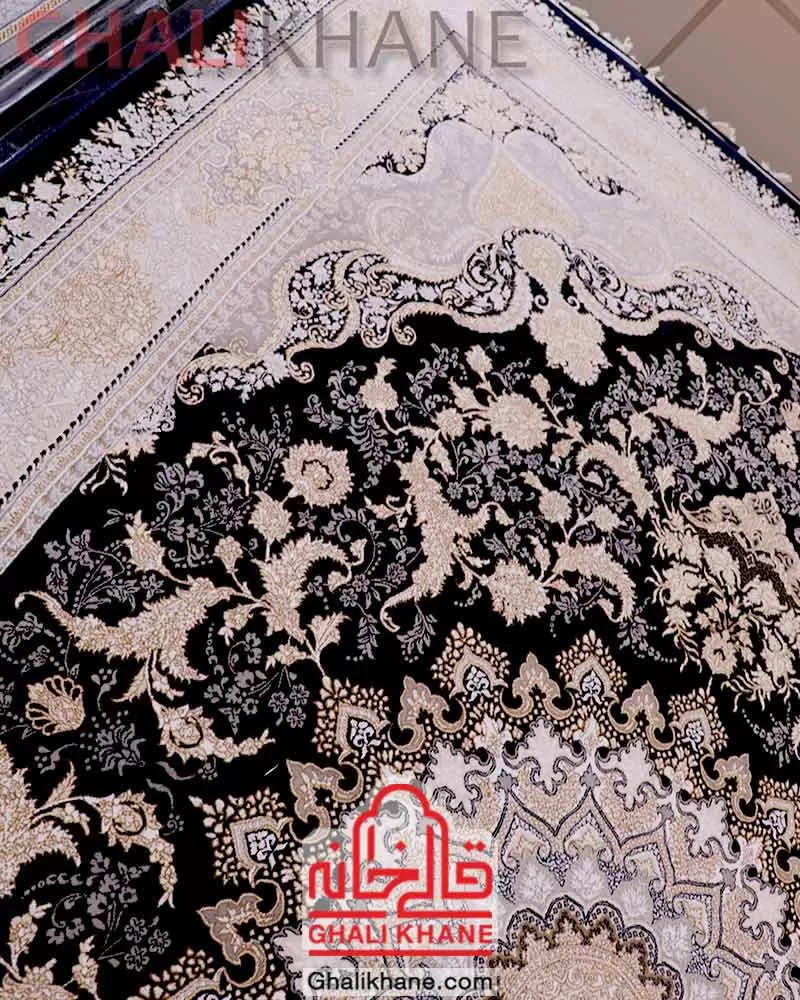 فرش زمرد مشهد کد 28000 سرمه ای