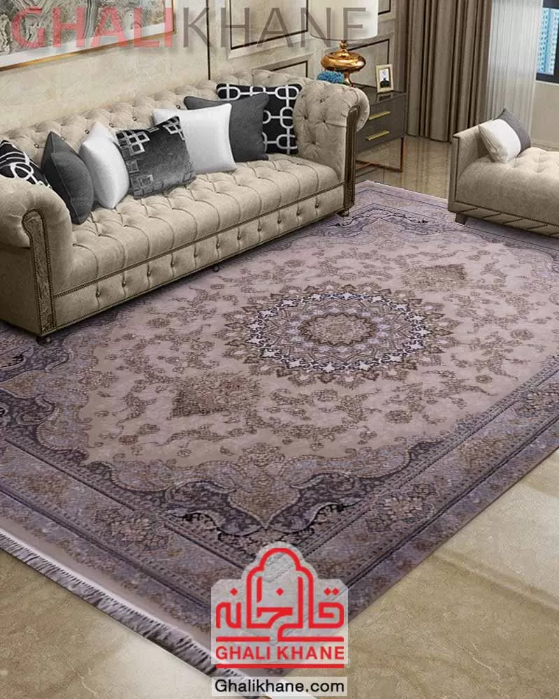 فرش زمرد مشهد کد 28000 کرم