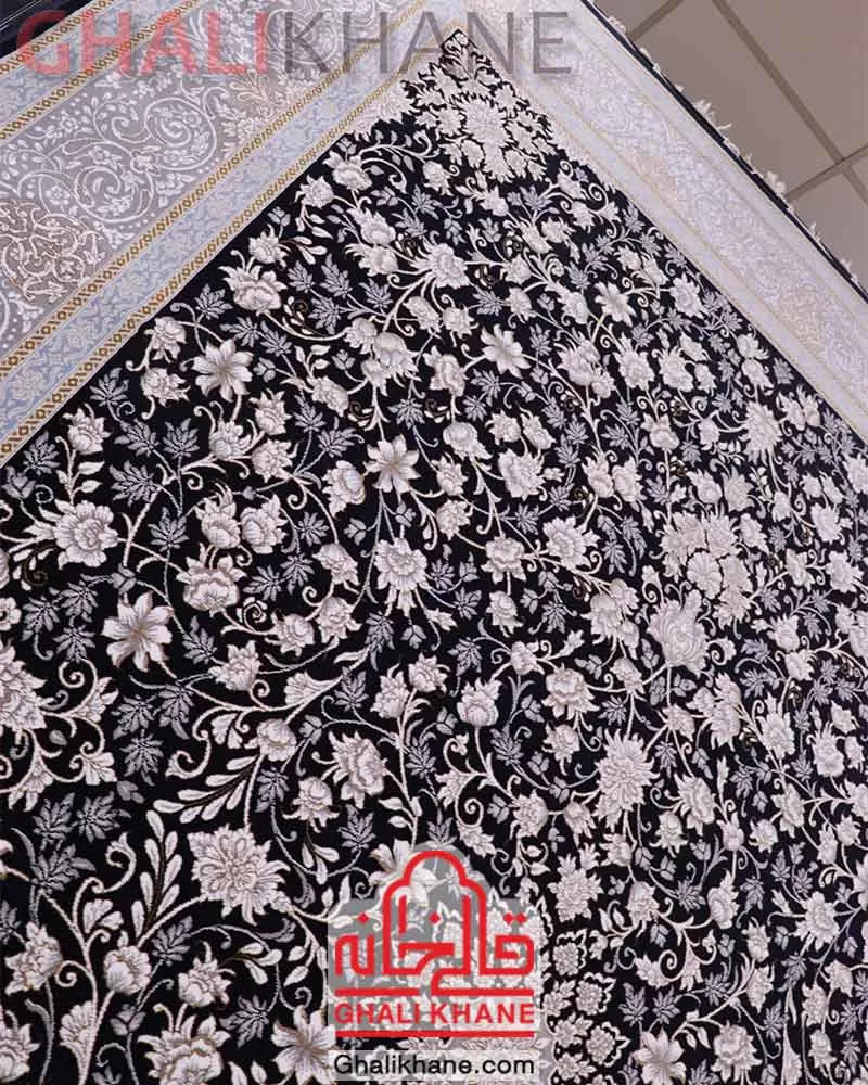 فرش زمرد مشهد 700 شانه کد 28001 سرمه ای