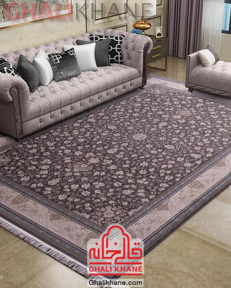 فرش زمرد مشهد 700 شانه طرح افشان طوسی کد 28001