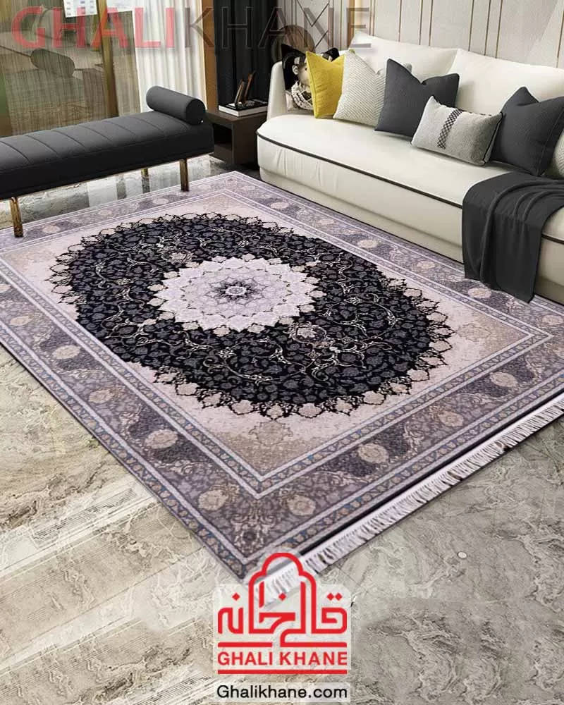 فرش زمرد مشهد 700 شانه سرمه ای کد 28004