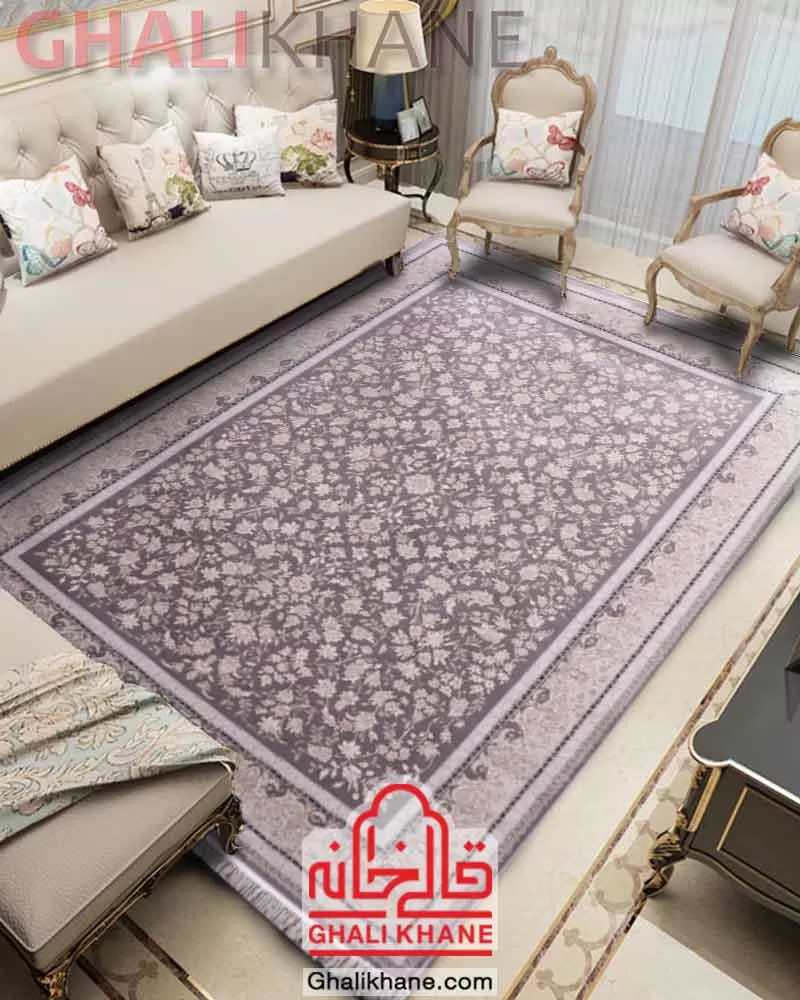 فرش زمرد مشهد 700 شانه افشان کد 28005 طوسی