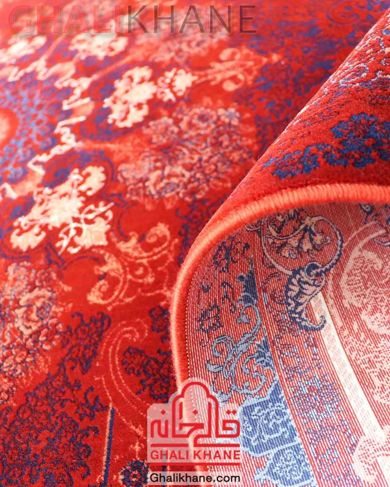 فرش 1200 شانه طرح اطلس لاکی سرمه‌ای