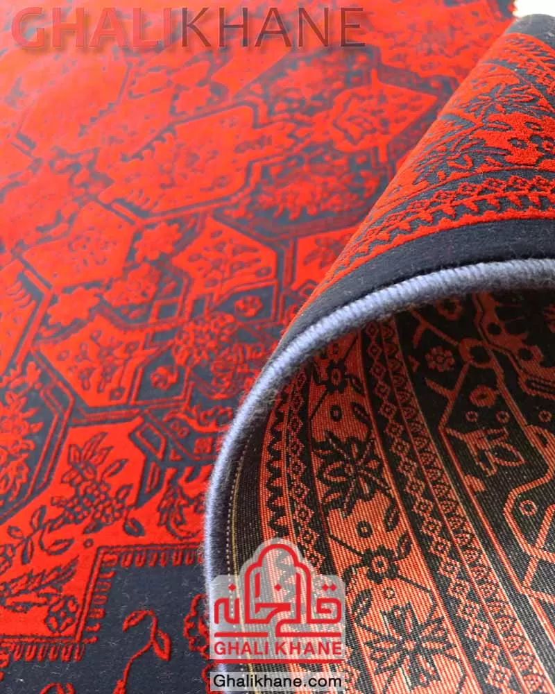 خرید   فرش تهران 1200 شانه طرح هریس سرمه‌ای لاکی قالیخانه