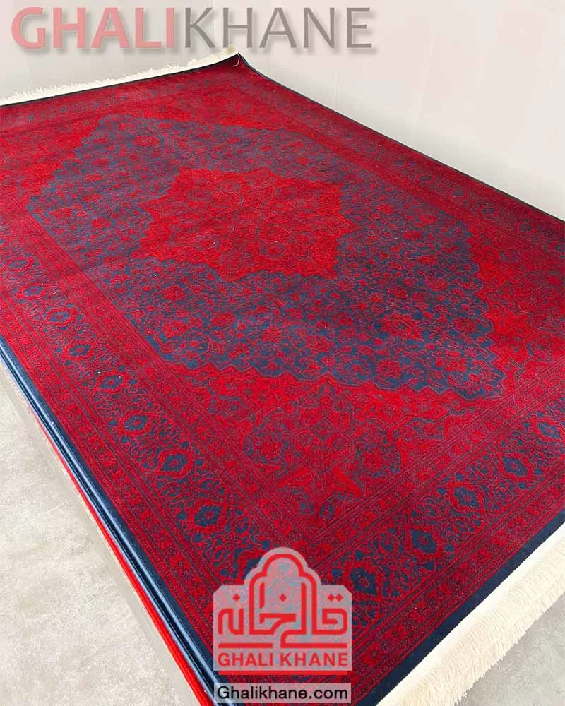فرش تهران 1200 شانه طرح هریس سرمه‌ای لاکی