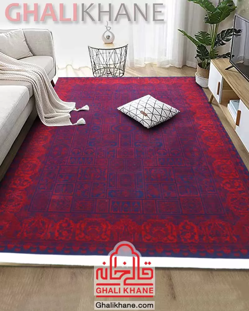 نمایندگی فرش تهران 1200 شانه طرح خشتی سرمه‌ای لاکی