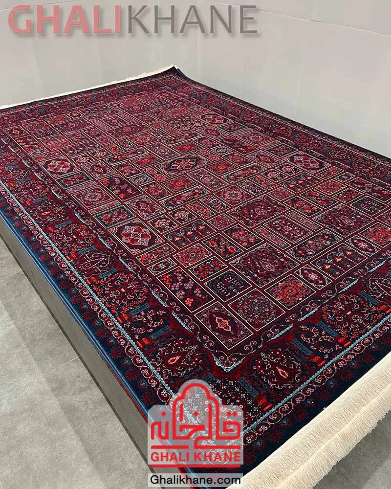 نمایندگی فروش فرش تهران 1200 شانه طرح خشتی سرمه‌ای لاکی کاربنی