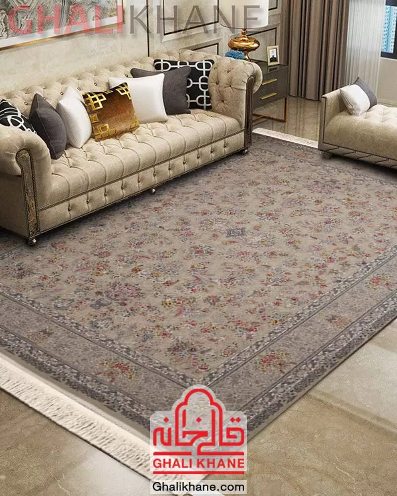 خرید  آنلاین فرش تهران 1200 شانه طرح آرام کرم