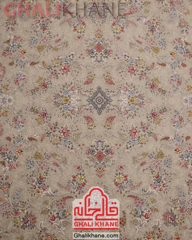 فرش تهران 1200 شانه طرح آرام کرم قالی خانه