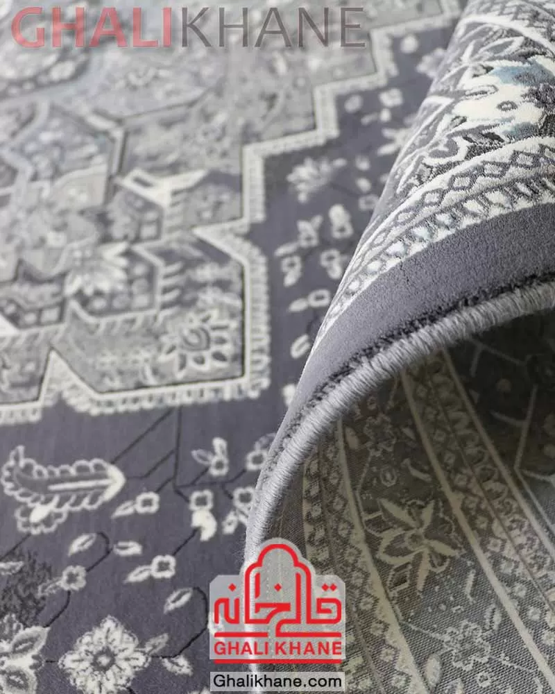 فرش تهران 1200 شانه طرح هریس نقره‌کوب طوسی