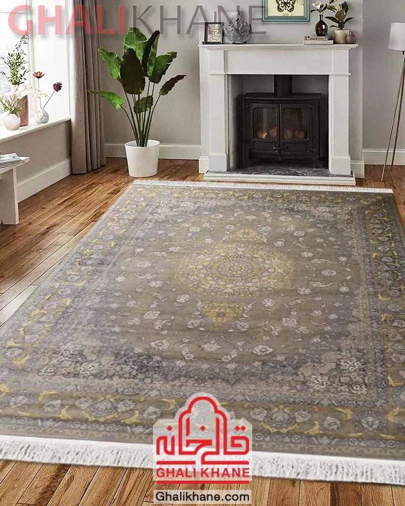 فرش زمرد مشهد 700 شانه کد 35074 طوسی روشن