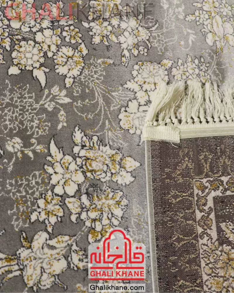 فرش وینتیج افشان زمرد مشهد کد 35075 طوسی روشن