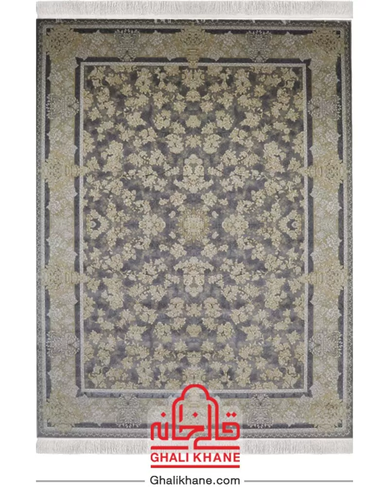 فرش وینتیج افشان زمرد مشهد کد 35075 طوسی کرم