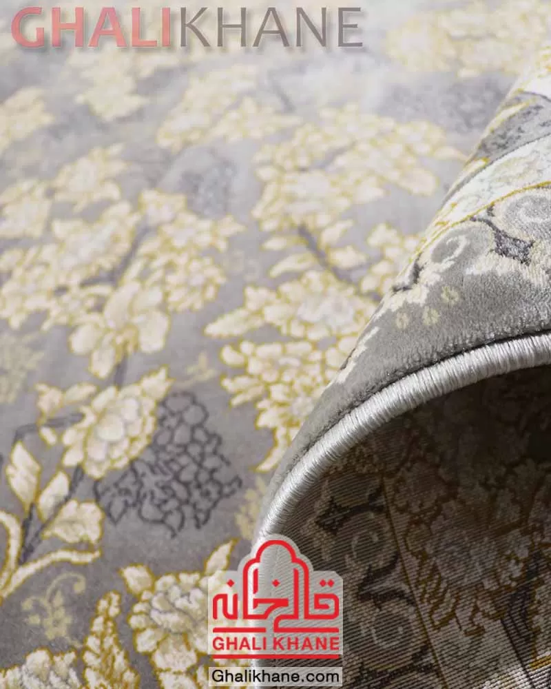 فرش وینتیج افشان زمرد مشهد کد 35075 طوسی کرم