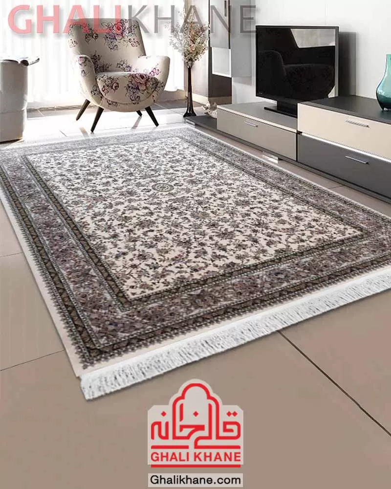 فرش زمرد مشهد 1200 شانه کد 22013 کرم