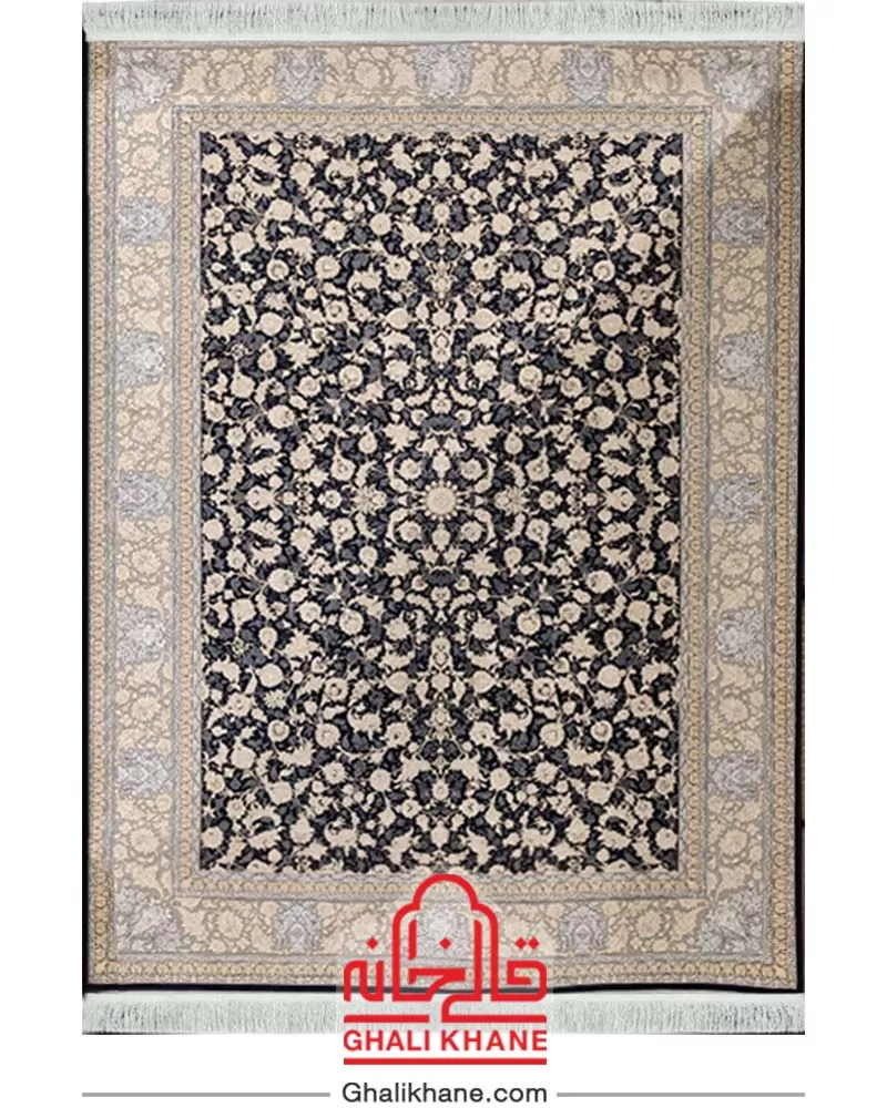 فرش زمرد مشهد 1200 شانه کد 23013 سرمه ای