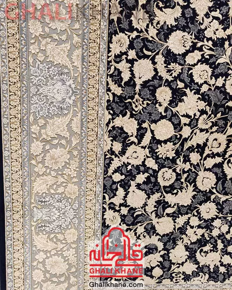 فرش زمرد مشهد 1200 شانه کد 23013 سرمه ای