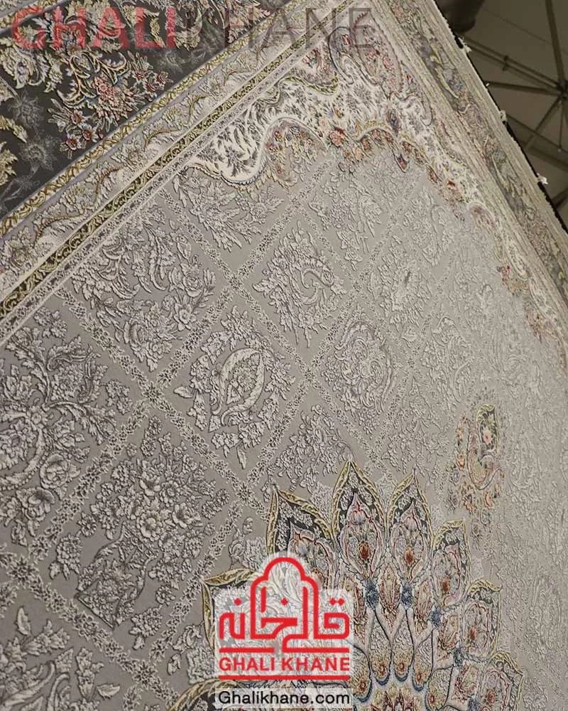 فرش زمرد مشهد طرح خشتی 1200 شانه کد 37006 صدفی