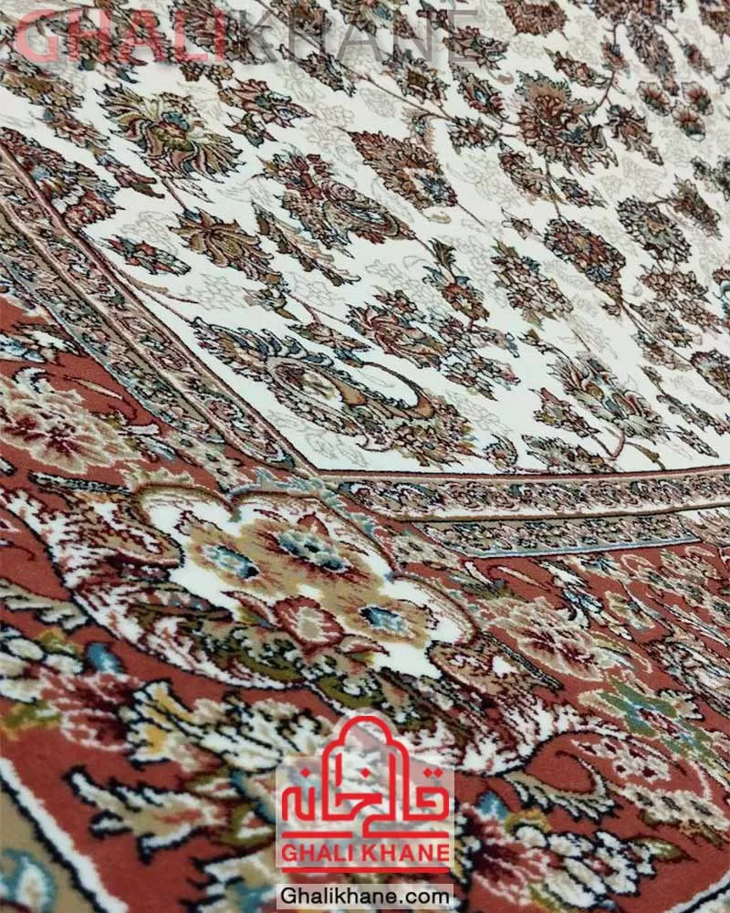 فرش ماشینی مشهد 700 شانه کد 702133 کرم