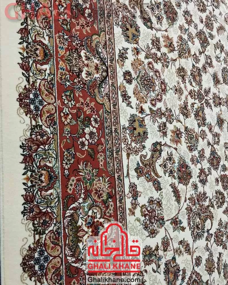 فرش ماشینی مشهد 700 شانه کد 702133 کرم