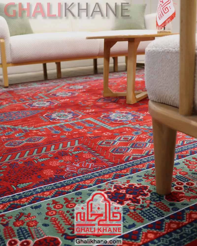 فرش طرح درختی لاکی سبز