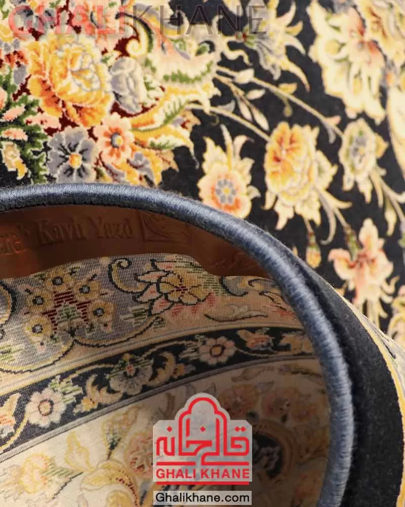 فرش ستاره کویر یزد کلکسیون عالی قاپو 1000 شانه کد HA-051-3090 سرمه ای