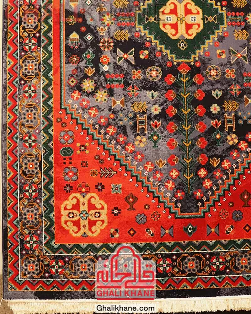 فرش ستاره کویر یزد  کد SH-B008-9066 سرمه ای