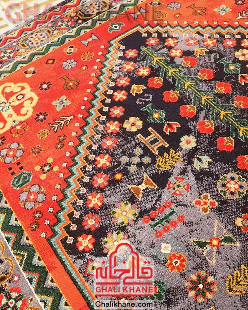 فرش ستاره کویر یزد  کد SH-B008-9066 سرمه ای