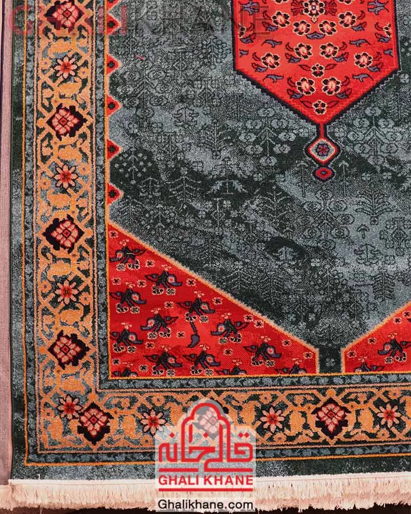 فرش ستاره کویر یزد  کد SH-B057-9033 سرمه ای