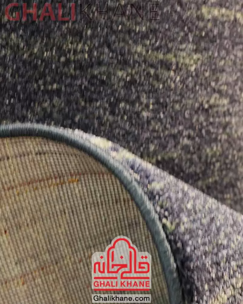 گلیم فرش آبی تک رنگ ساده کویر یزد  کد SH-B106-5076