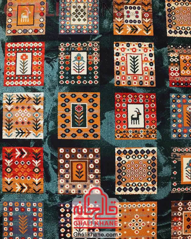 فرش ستاره کویر یزد کد SH-B072-9073 سرمه ای