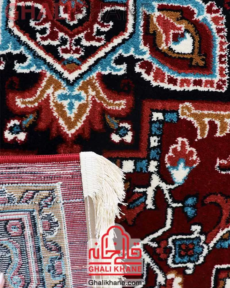 گلیم فرش ماشینی سهند طرح هریس زمینه لاکی کد FS65