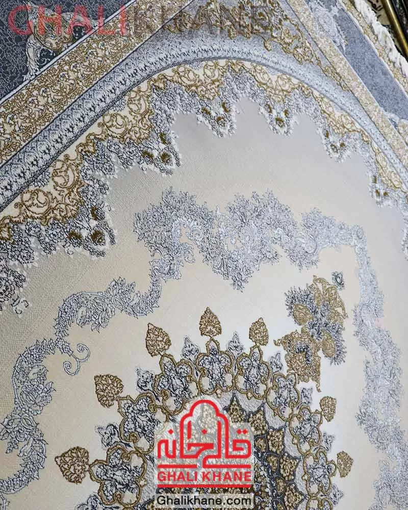 فرش مشهد  کد 723502نقره‌ای